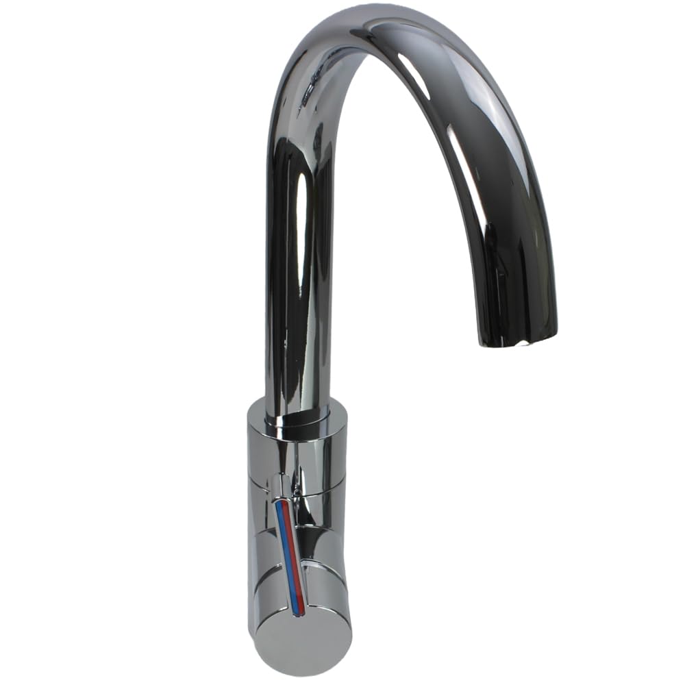 Comet Lucca - Miscelatore monocomando ovale, per camper, roulotte, camper, campeggio, barca, interruttore cromato