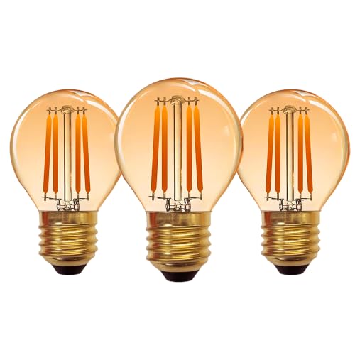 G45 Amber LED Light Bulbs 4W 120V E26 Dimmable Globe Decorative Light Bulbs 40 watt Equivalent Vintage Edison LED Bulbs 2200K Warm Light Bulbs, 3-Pack by ZTTCDI - Used condition - US$13.63