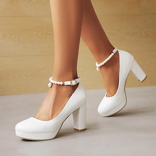 Gicoiz Platform High Heels Women Round Toe Wedding Pumps3
