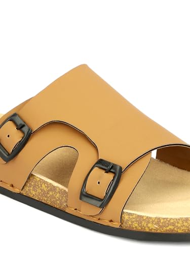 Image of Men Full Cover Double Buckle Slippers | Covered Slip-On Sandals for Men | Comfortable Footwear | Adjustable Strap Rubber Sandals | Anti-Slip Sole Slippers