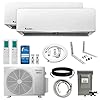 Klimaire 2 zone 21 seer2 wall mounted ductless mini split 18000 btu heat pump air conditioner with all inclusive installation kits 12000 12000 btu  urban country home decor