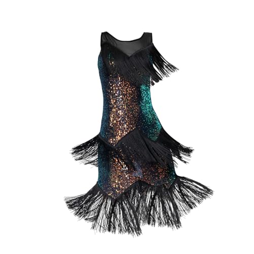 Robe à franges et strass stretch pour tenue de danse latine fluide