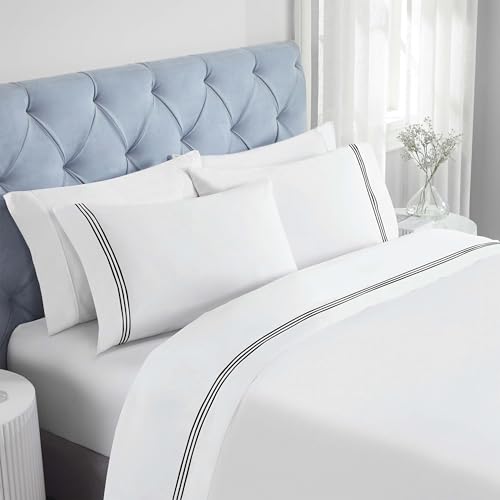 Superior Embroidered Cotton Bed Sheet Set, 1 Elastic Deep Pocket