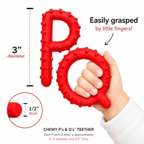 Image of Chewy Tubes P & Q Oral Motor Chew Tool for Teething & Sensory (Red) | Safe & non-toxic, designed for extended chewing without breaking down or splintering