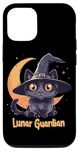 Coque pour iPhone 14 Lunar Guardian Cute Witch Cat Païen Wiccan Goth