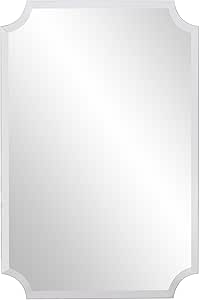 Howard Elliott Frameless Silver Rectangle Wall Hanging Mirror, Elegant Beveled Edges Frameless Wall Hanging Mirror, Modern Accent Decorative Vanity Mirror for Bathroom, Entryway, Bedroom, 24 x 36 inch