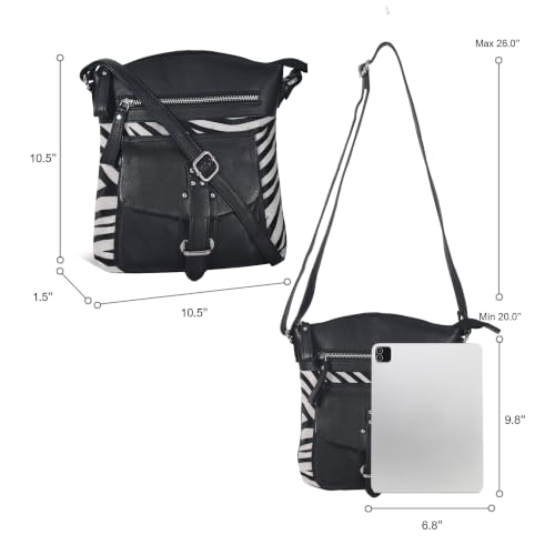 Image of Oak Leathers Leather Crossbody Bag For Women With Adjustable Sling Strap - Medium Size Crossover Shoulder Handbag Purse