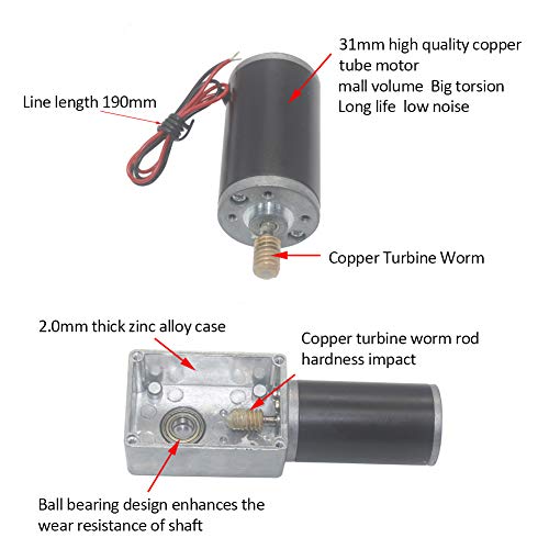 Image of Reversible Gear Motor, DC 24V 8mm Shaft Gear Motor High Torsion Electric Turbo Speed Reduction Motor for Curtain Machine Advertising Equipment Window Opener (20RPM)