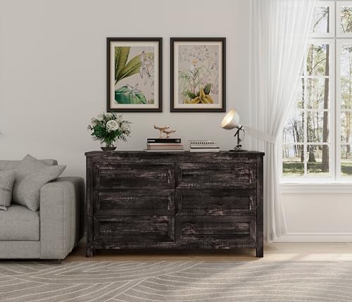 Farmhouse-6-Drawers-Dresser-Wood-Rustic-Chest-of-Drawer-for-Bedroom-Closet-Storage-Dressers-Organizer-6-Drawers-Chest-for-Living-Room-Hallway-Dark-Rustic-Oak Farmhouse 6 Drawers Dresser Wood Rustic Chest of Drawer for Bedroom Closet Storage Dressers Organizer 6 Drawers Chest for Living Room Hallway Dark Rustic Oak
