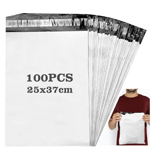 100 Piezas Bolsas Envio de Plástico, 25X35cm Sobres Envios Impermeables, Bolsas de Envio Paquetes con Cinta Autoadhesivo, Grises Opacas para Embalaje de Mercancías, Logística Transporte