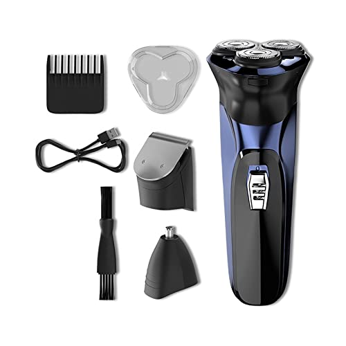 QWAXTRIW Razor eléctrica para Hombres, 3 en 1 Professional Electric Shaver Man Multifunción Barba de Barba Razor para Hombres 4D Máquina de Afeitar Flotante USB Recargable