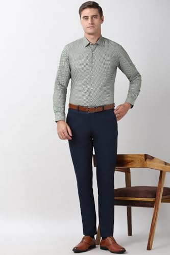 Image of Peter England Men's Printed Formal Shirt - 100% Cotton, Full Sleeves