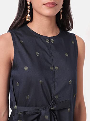Image of SAAKI by Samantha Ruth Prabhu Nohreen Viscose Blue Sleeveless Top for Women and Girls