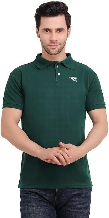 Ahp Fashion Polo T Shirt for Men Collar Neck Half Sleeve Green T-shirt for Men Stylish Fashionable & Comfortable Slim Fit Cotton T-shirt for Men, Size- XL