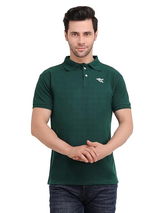 Ahp Fashion Polo T Shirt for Men Collar Neck Half Sleeve Green T-shirt for Men Stylish Fashionable & Comfortable Slim Fit Cotton T-shirt for Men, Size- XL