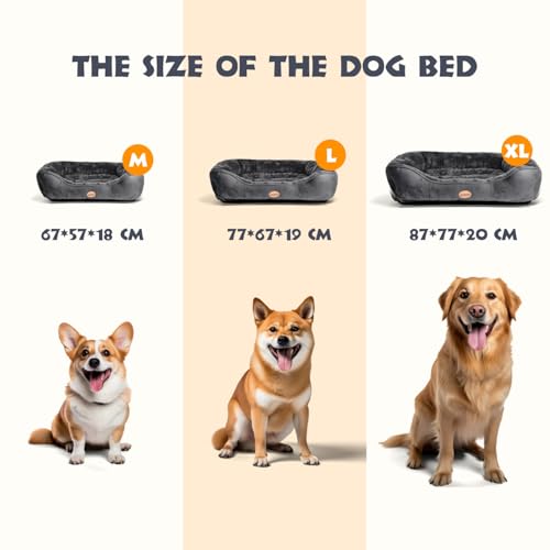 Nobleza Hundebett für Kleine und Mittelgroße Hunde, Katzen - Rutschfester Hundekorb Mit Superweicher Faserfüllung, Waschbar, Schwarz, 67x57cm