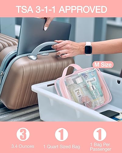 Image of BAGSMART Clear Toiletry Bag, TSA Approved Travel Toiletry Bag Carry On Travel Accessories Bag Airport Airline Quart Size Bags water-resistant Makeup Bag for Women | Water-resistant Travel Toiletry Bag, Carry On Travel Accessories Bag, Airport Airline Quart Size Bags Women Men, Makeup Bag