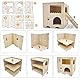 Hamster Haus Holz, Mehrkammernhaus, Spielplatz, 2 Etagen mit Leiter, Haus für Zwerghamster Rennmäuse Goldhamster Degus 20 * 14 * 21 cm