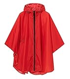 SaphiRose Lightweight Kids Rain Poncho Waterproof Jacket Zipper Up Rain Coat Red X-Large