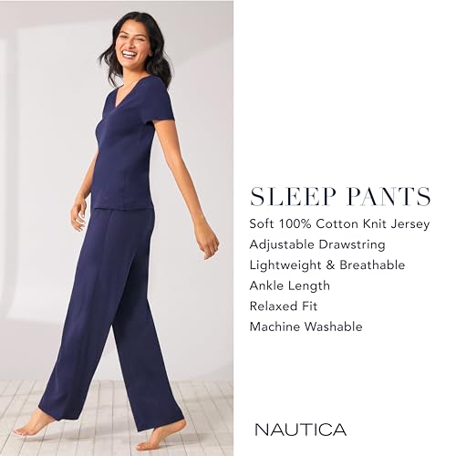 Nautica Womens Pajama Pants - Lightweight Wide Leg Lounge Pants - Cotton Knit Jersey - Sleepwear Loungewear PJs for Women4