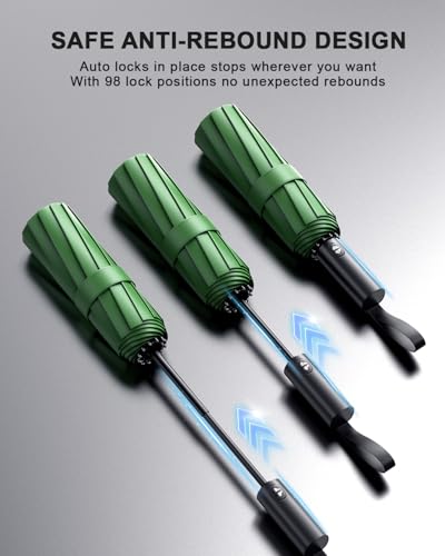 Image of ISABRELLA Big Umbrella for Women - 10-Rib Folding Umbrella with UV Protection, Black Coating, Wind & Rain Resistant, Safe Close Design, Durable, Lightweight, and Compact for Travel