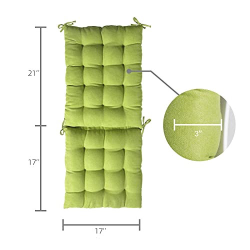 Tiita Rocking Chair Cushion With Ties Overstuffed Seat Back Cushion Pad Tufted Pillow For Outdoor Indoor Home 21" X 17"/17" X 17", Green #TOP7