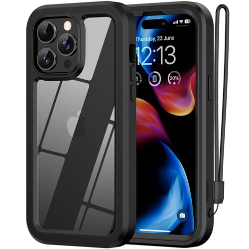 ANB for iPhone 14 pro max case,Soft Silicone and Clear Hard PC Back 3in1 Full Body Shockproof Heavy Duty Military-Grade Drop Protection Cover, 6.7 inch (Black)