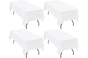 4 Packs White Cloth Tablecloth for 8 Ft Rectangle Table