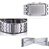MASTOPBinary Watch for Men Blue LED Digital Rectangular Stainless Steel Classic Creative Fashion Black electroplated Watch (Silver)