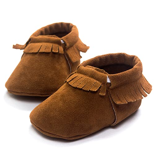 Meckior Infant Baby Girls Boys Premium Soft Sole Tassel Bowknot Moccasins Suede Leather Toddler Prewalker Fringe Anti-Slip Crib Slippers Baptism Loafers Shoes #TOP3