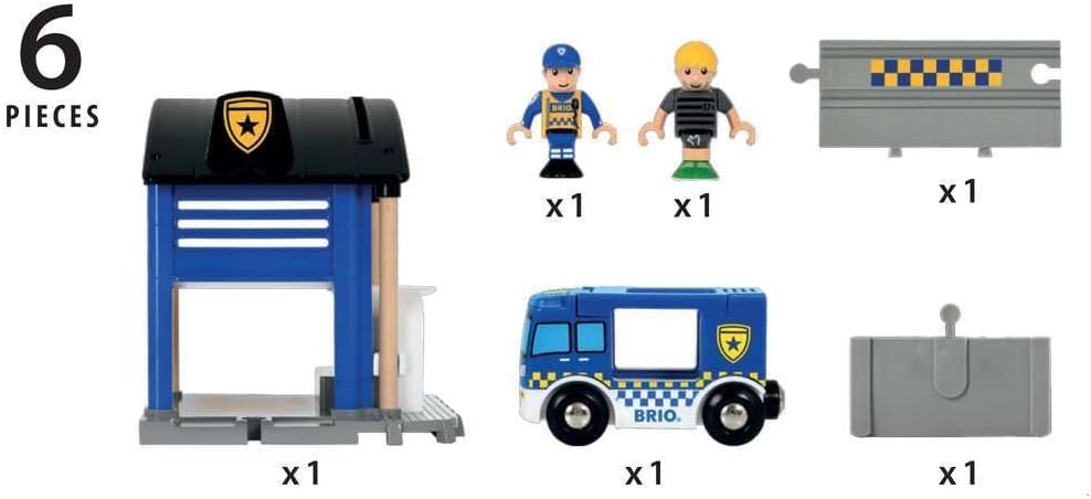 Brio World - 33813 Police Station - Interactive Toy Set for Kids | Enhances Creativity & Imagination | Features Light & Sound Effects | Compatible with Brio Railway | Perfect for Ages 3 and Up