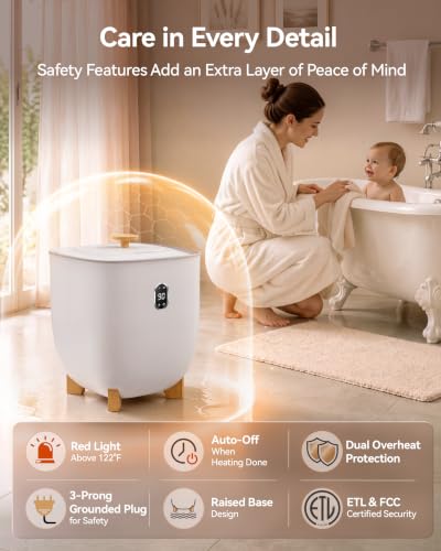 Image of Tehanld Towel Warmer, 25L Towel Warmers for Bathroom Features 2 Heat Settings, Higher Temperatures and Quicker Heating of Towels, Bathrobes and Blankets, Ideal for Home Spa