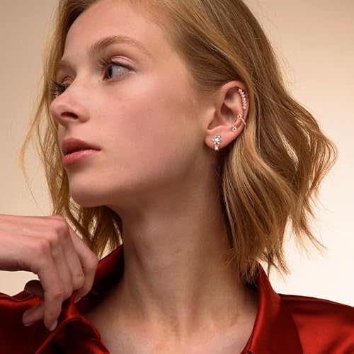 FIBO STEEL Cartilage Earring Conch Piercing Jewelry Helix Earrings Tragus Earrings for Women 16G 20G 316 Surgical Stainless Steel Opal CZ Labret Jewelry Cartilage Stud