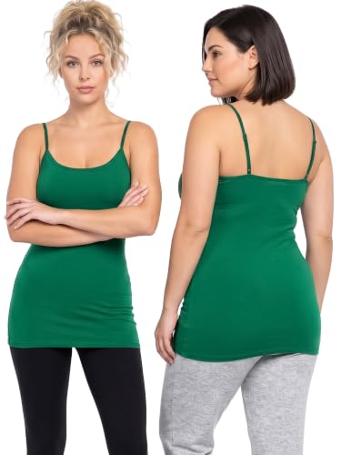 Image of Women's Long Cotton Camisole Spaghetti Strap Tank Top