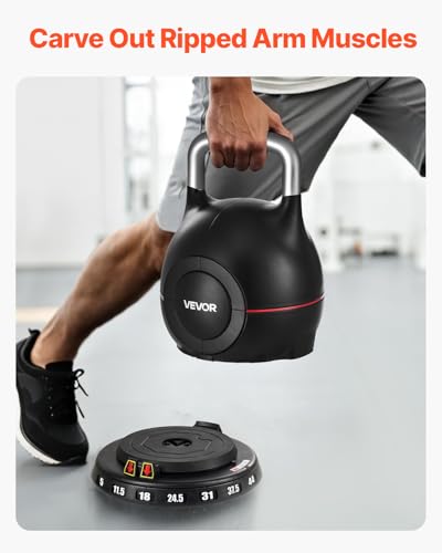Image of VEVOR Kettlebell, Adjustable Kettlebell with 7 Weight Levels, Die-Cast Aluminum and ABS Material, for Grip Strength Training, Full-body Workout & Cross-Training