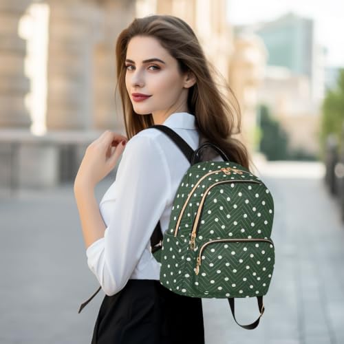 Image of ALAZA Green Polka Dots Pattern Small Backpack Purse for Women Travel Bag Fashion Daypack Back Pack Shoulder Bag