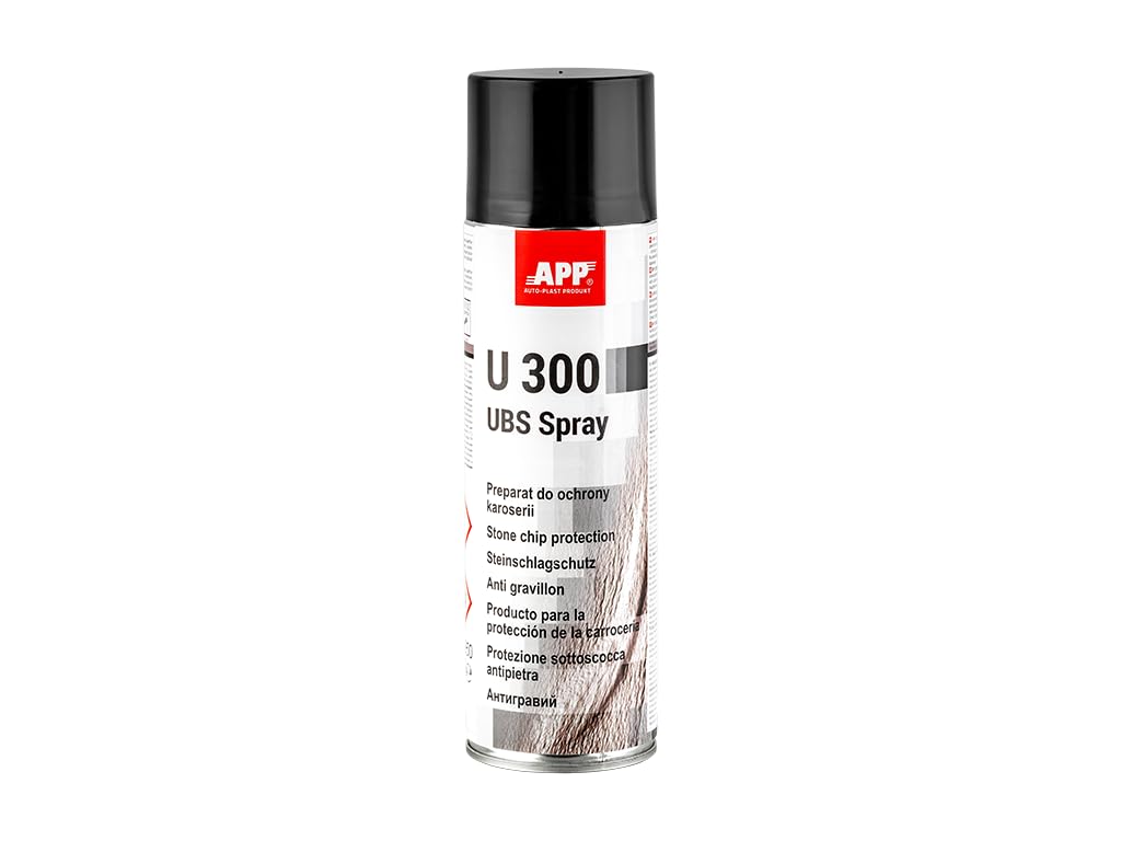 APP U300 Spray - Protection Surface Anti gravillon | Spray de Protection pour carrosserie Flexible en Caoutchouc avec des propriétés antirouille, antigravillon et insonorisantes | 500 ML | Noir