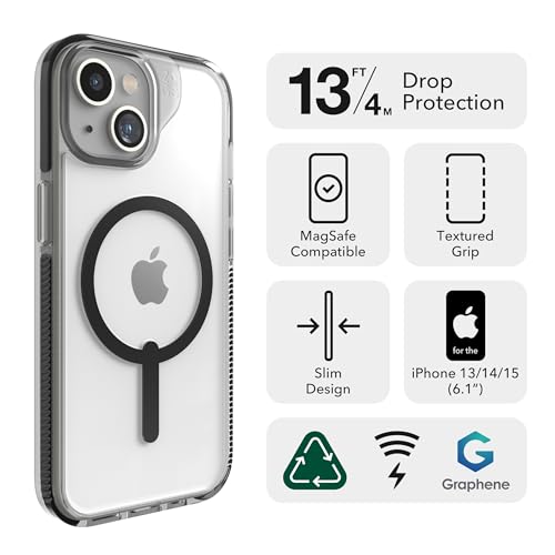Image of ZAGG Santa Cruz Snap iPhone 15 /14 /13 Case - MagSafe Phone Case, Drop Protection (13ft /4m), Durable Graphene, Anti-Yellowing, and Scratch-Resistant Phone Case, Blue