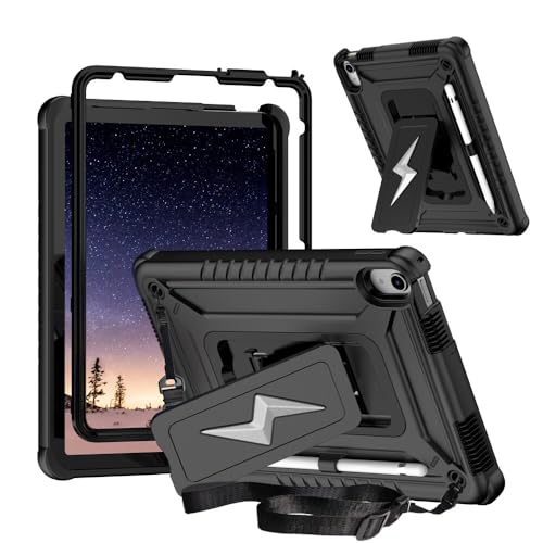 Étui iPad 10e génération 2022 noir coque silicone antichoc avec support