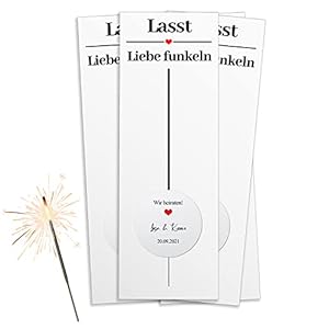20x Wunderkerzen mit Karten inkl. personalisierte Sticker für die Hochzeit – Gastgeschenk Hochzeit Geburtstag Taufe…