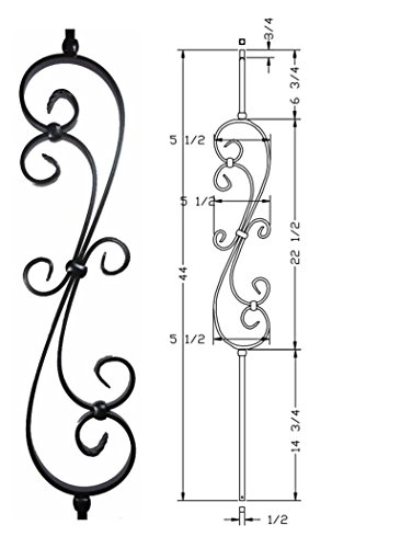Hollow Metal Stair Baluster Spindle Scroll 1/2