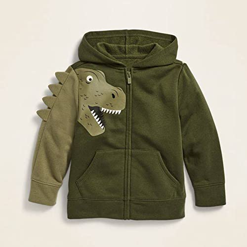 Baby Boys Hooded Sweatshirt Zip Up Long Sleeve Thick Cardigan Fall Warm Windproof Dinosaur Tops with Pocket2