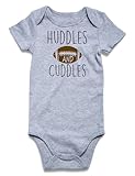 RAISEVERN Baby Clothes 0-3 Months Huddles and Cuddles Football Newborn Boy Girl Outfit Announcement Sayings Bodysuit Unisex Funny Infant Romper
