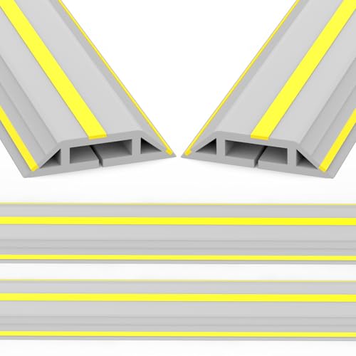 Image of Eapele Floor Cord Cover 10ft (2 Pack) Cord Covers for Wires on Floor, Heavy Duty Extension Cord Cover, Rubber Floor Cable Cover, Prevent Trip Hazard for Sidewalk Home Office Outdoor or Indoor Settings