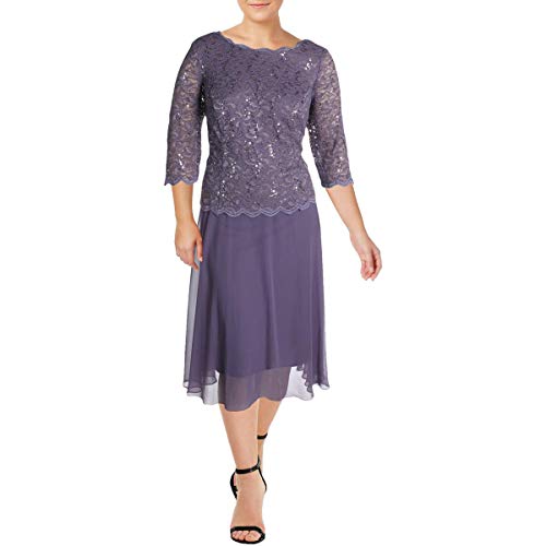 Alex Evenings womens Plus Size Tea-length Lace Mock Special Occasion Dress, Icy Orchid, 22 Plus