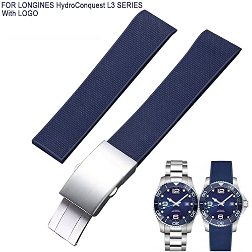 Correa de silicona EZZON con logotipo para relojes Longines Conquest de 21 mm 2