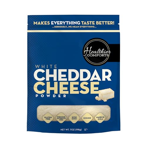 Healthier Comforts White Cheddar Cheese Powder | Gluten Free, Kosher,