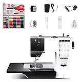 Nähmaschine mit Anschiebetisch, 38 Stichprogrammen Tragbare Elektrische Nähmaschine mit LED Licht& Fußpedal, Nähzubehör Set für Kleidung, Bettlaken, Kissenbezüge