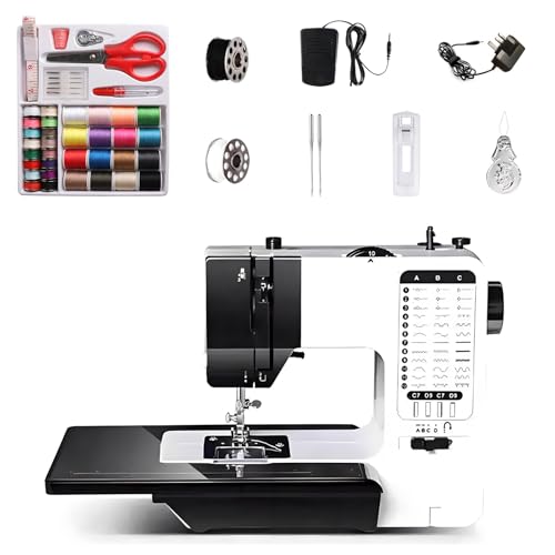 Máquina de coser con mesa deslizante, 38 programas de puntada, máquina de coser eléctrica portátil con luz LED y pedal, juego de accesorios de costura para ropa, sábanas, fundas de almohada Máquina de coser con mesa deslizante, 38 programas de puntada, máquina de coser eléctrica portátil con luz LED y pedal, juego de accesorios de costura para ropa, sábanas, fundas de almohada