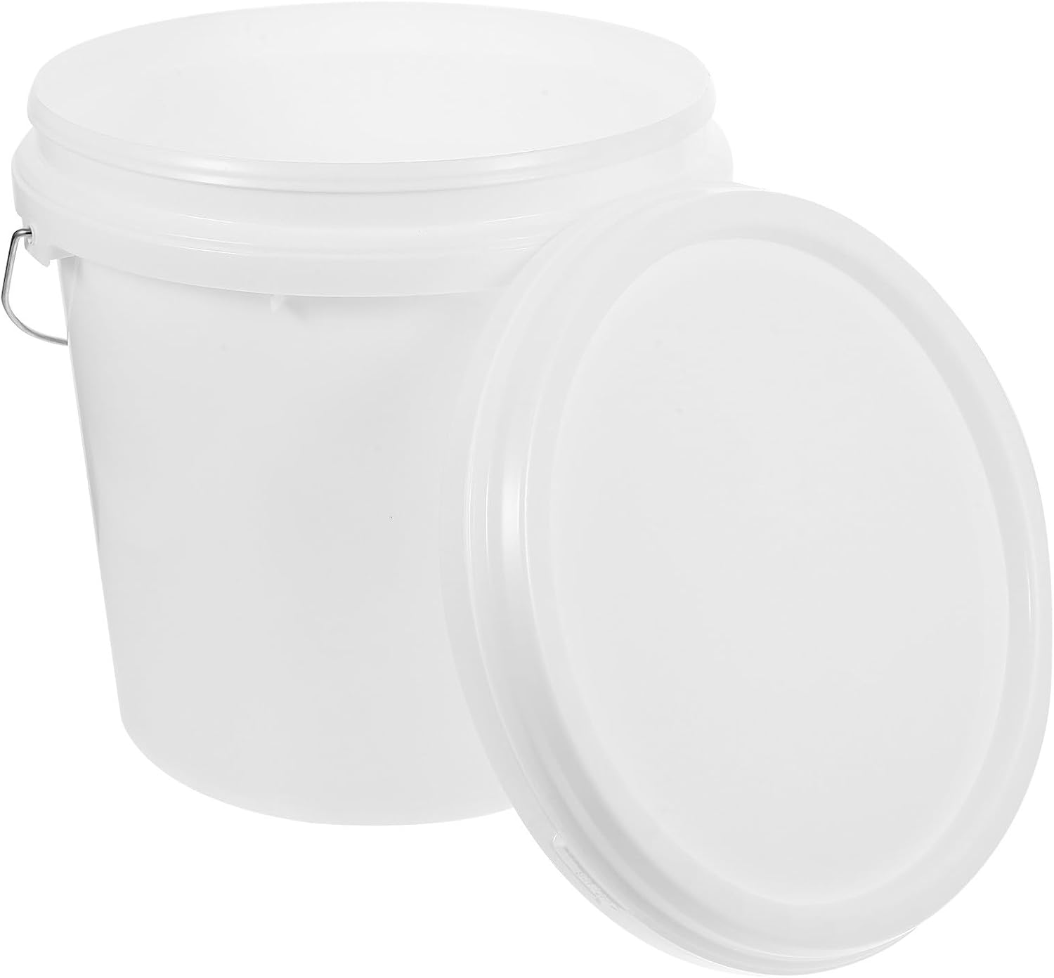 BETOOKY 2.2 Gallon White Hdpe Paint Storage Bucket with Lid and Iron Handle, Airtight 10l Empty Paint Pail for Chemical and Coating Use